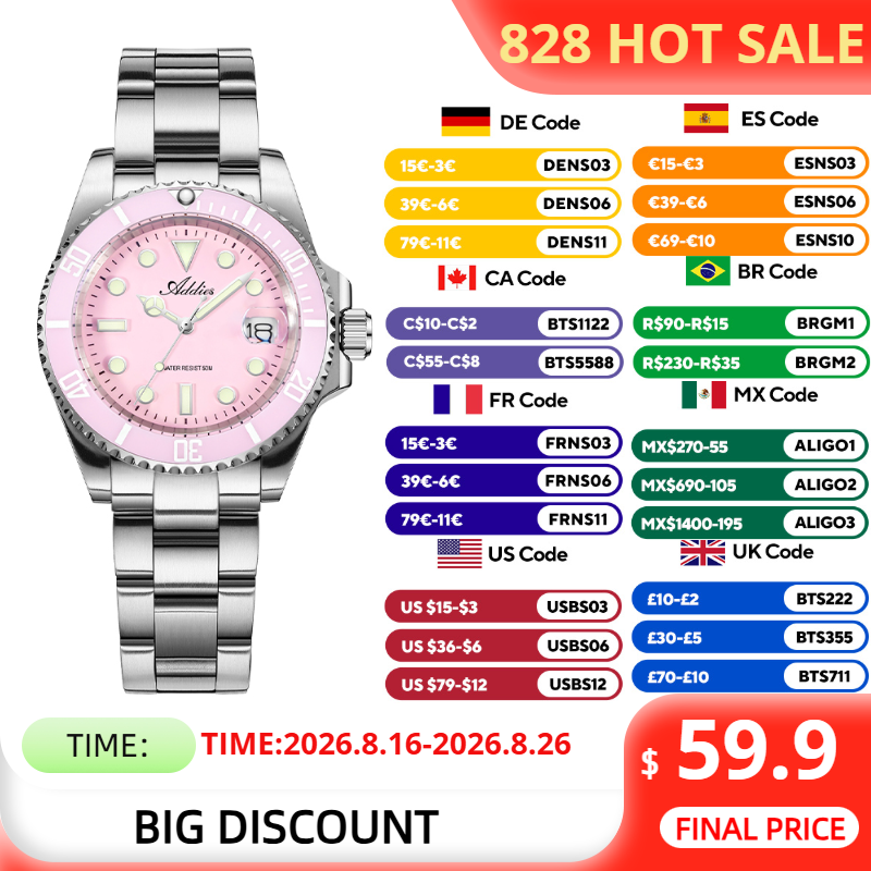 Luxury Watch Quartz - Relojes ADDIES de 36mm y 50m
