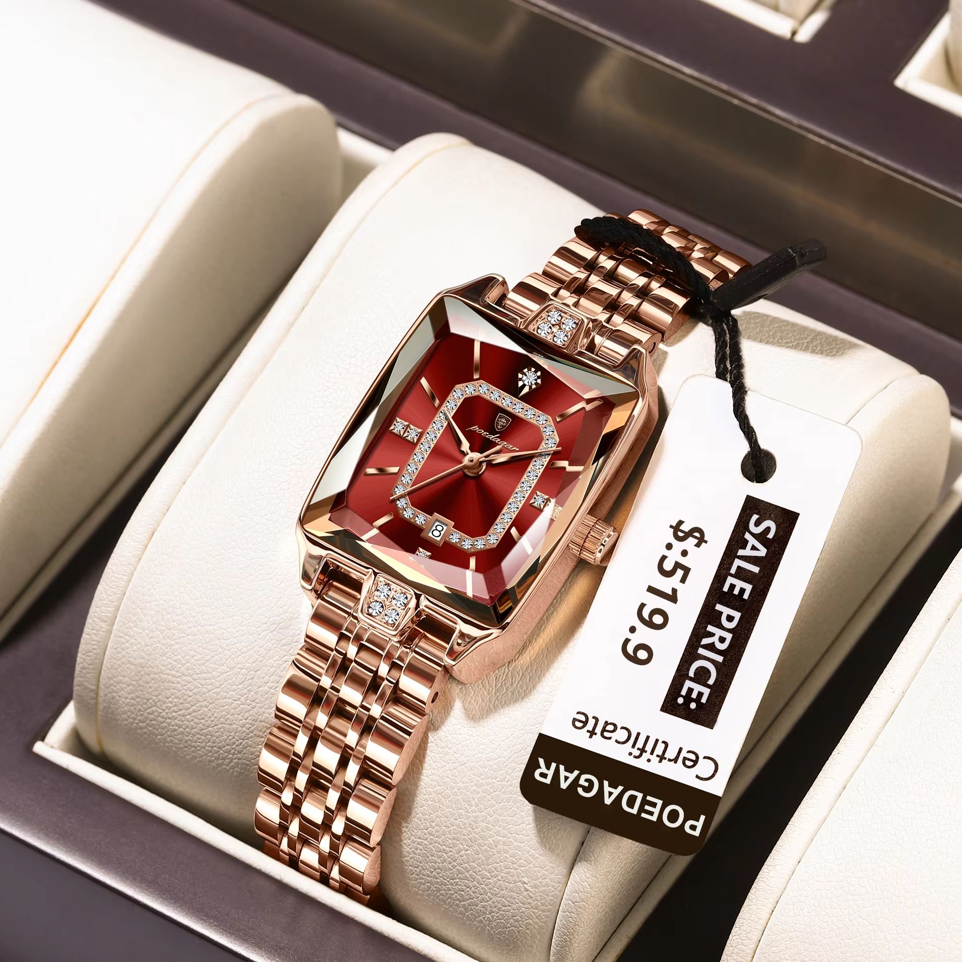 Luxury Watch Female - Reloj de pulsera POEDAGAR elegante a